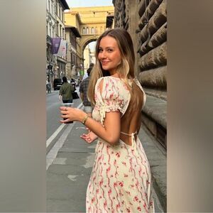 NEW FREE PEOPLE Magdalena Midi Dress In Ivory Combo MSRP $198 Size 6